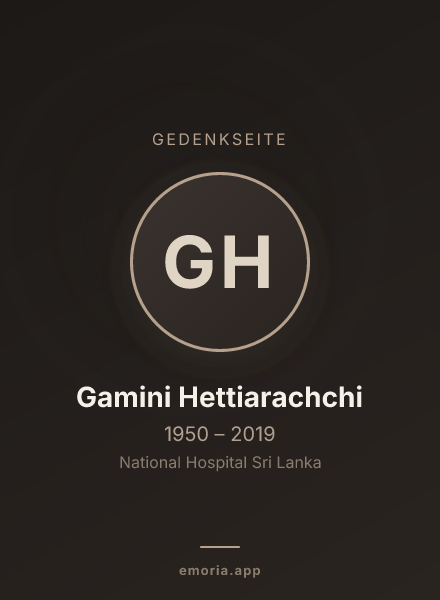 Gedenkportrait von Gamini Hettiarachchi