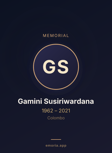 Memorial portrait of Gamini Susiriwardana