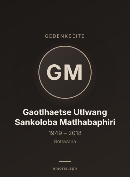 Gedenkportrait von Gaotlhaetse Utlwang Sankoloba Matlhabaphiri