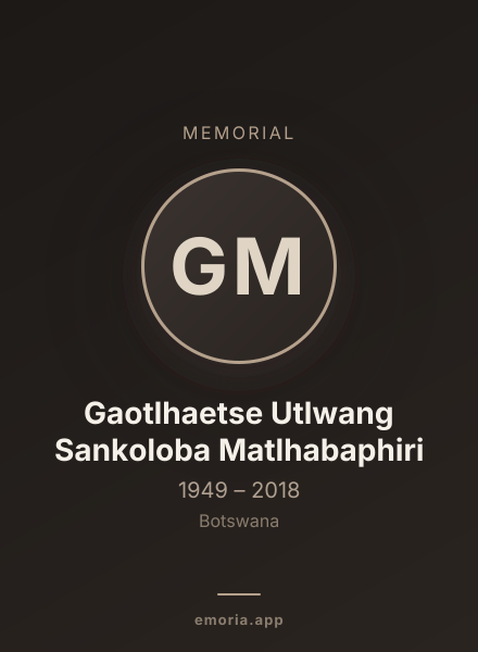 Memorial portrait of Gaotlhaetse Utlwang Sankoloba Matlhabaphiri