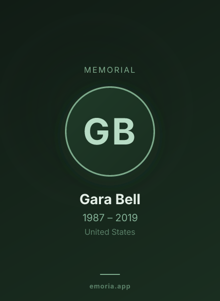 Memorial portrait of Gara Bell