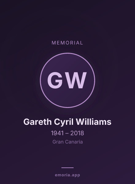 Memorial portrait of Gareth Cyril Williams