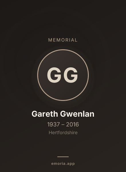 Memorial portrait of Gareth Gwenlan