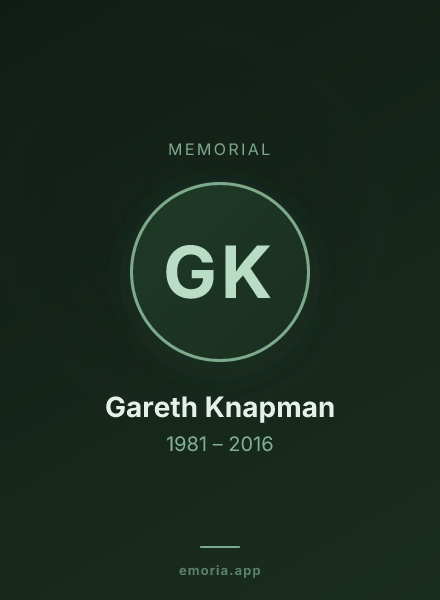 Memorial portrait of Gareth Knapman