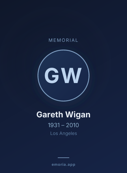 Memorial portrait of Gareth Wigan