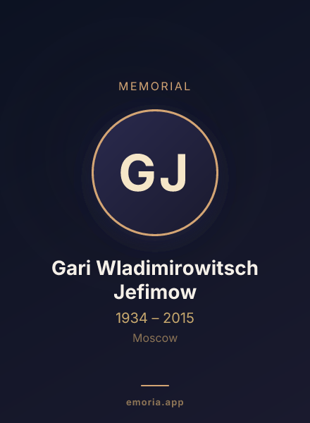 Memorial portrait of Gari Wladimirowitsch Jefimow