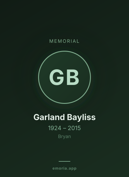Memorial portrait of Garland Bayliss