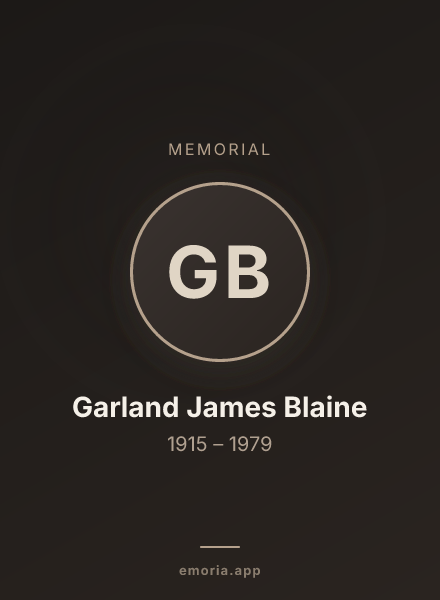 Memorial portrait of Garland James Blaine