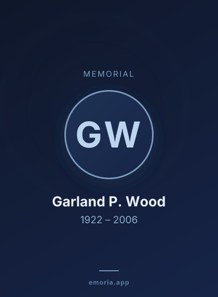 Memorial portrait of Garland P. Wood