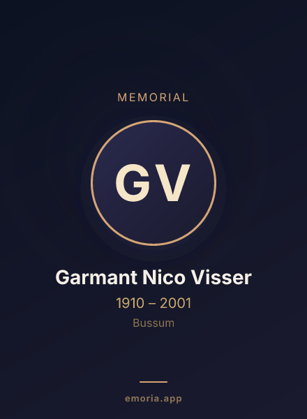 Memorial portrait of Garmant Nico Visser