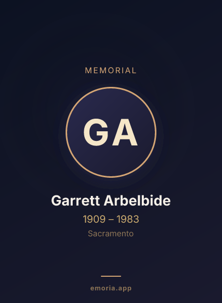 Memorial portrait of Garrett Arbelbide
