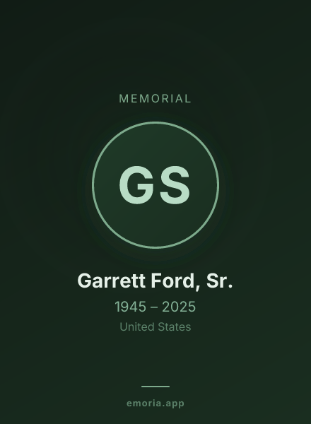 Memorial portrait of Garrett Ford, Sr.