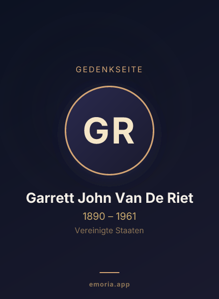 Gedenkportrait von Garrett John Van De Riet
