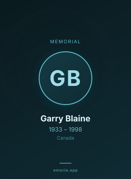 Memorial portrait of Garry Blaine