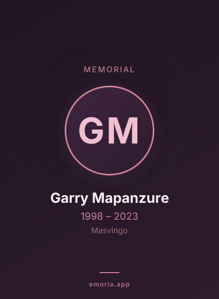 Memorial portrait of Garry Mapanzure