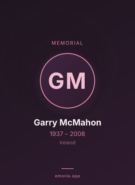 Memorial portrait of Garry McMahon