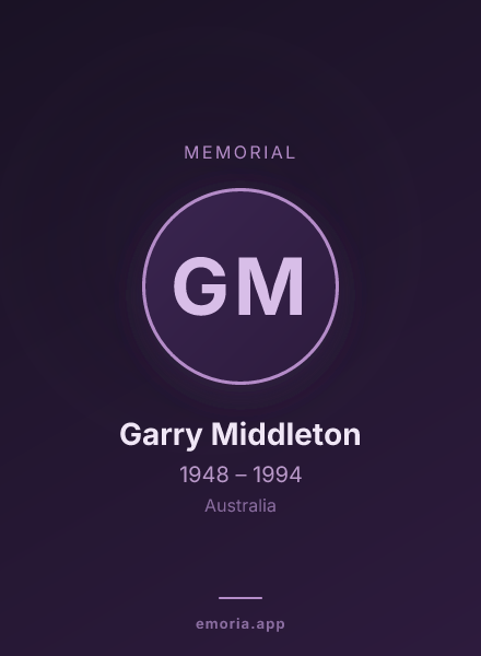 Memorial portrait of Garry Middleton