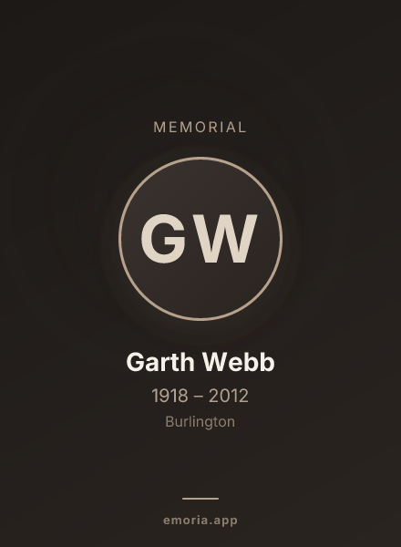 Memorial portrait of Garth Webb