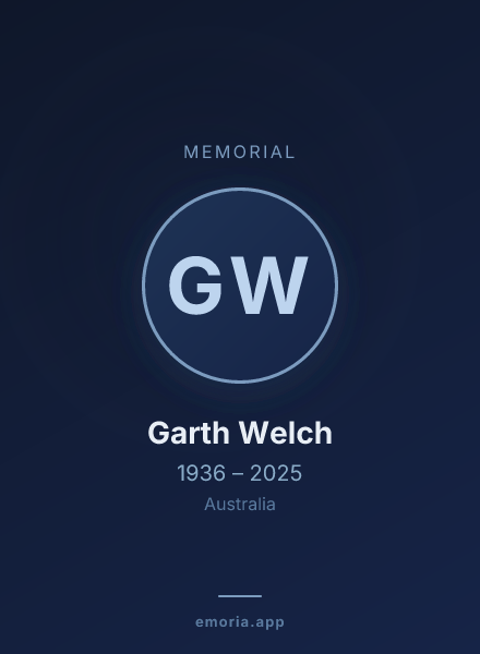 Memorial portrait of Garth Welch