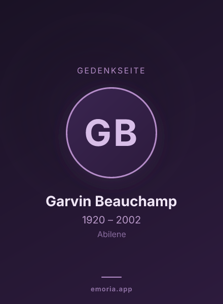 Gedenkportrait von Garvin Beauchamp