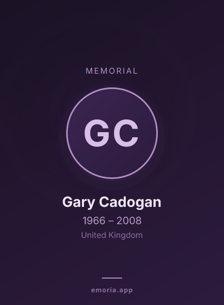 Memorial portrait of Gary Cadogan