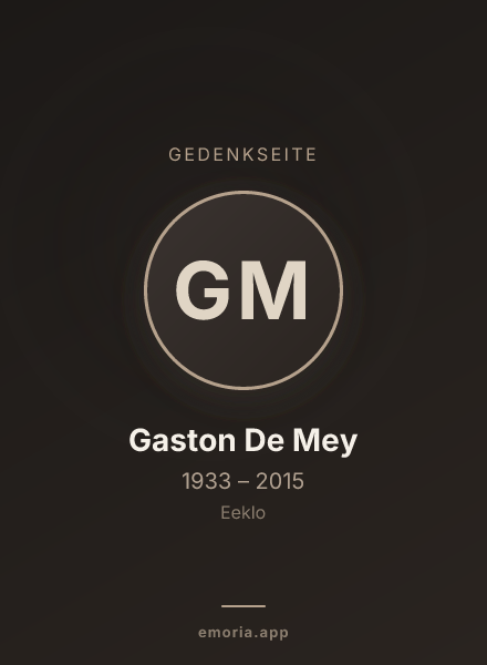 Gedenkportrait von Gaston De Mey