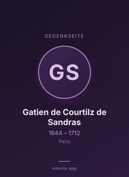 Gedenkportrait von Gatien de Courtilz de Sandras