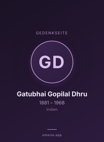 Gedenkportrait von Gatubhai Gopilal Dhru