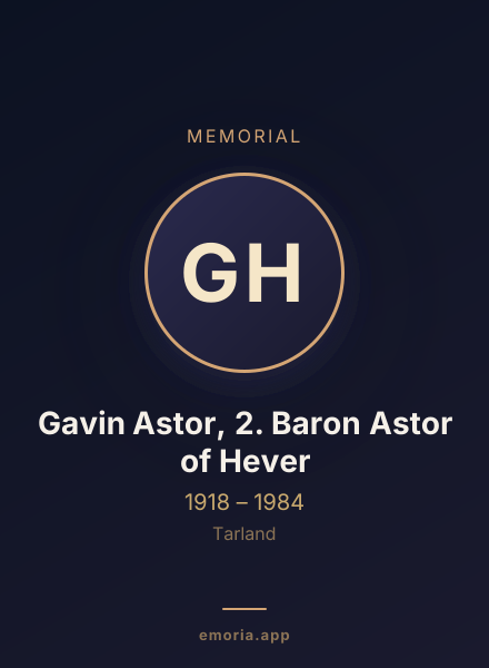 Memorial portrait of Gavin Astor, 2. Baron Astor of Hever