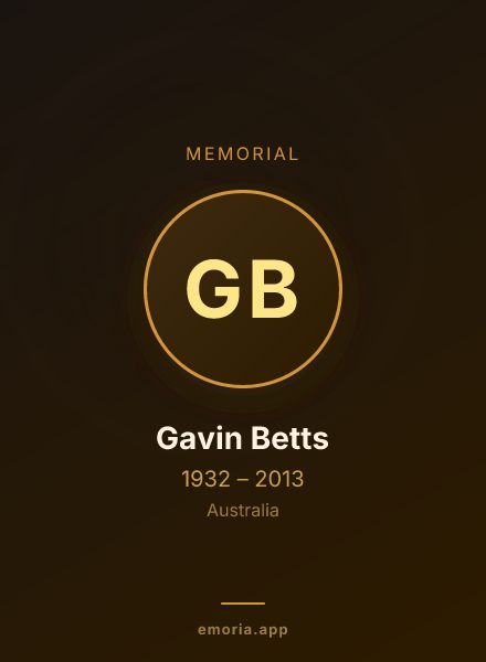 Memorial portrait of Gavin Betts