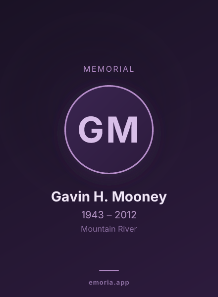 Memorial portrait of Gavin H. Mooney