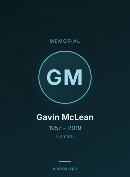Memorial portrait of Gavin McLean