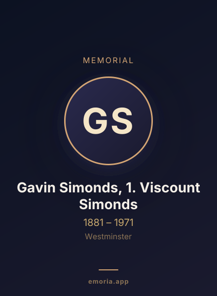 Memorial portrait of Gavin Simonds, 1. Viscount Simonds