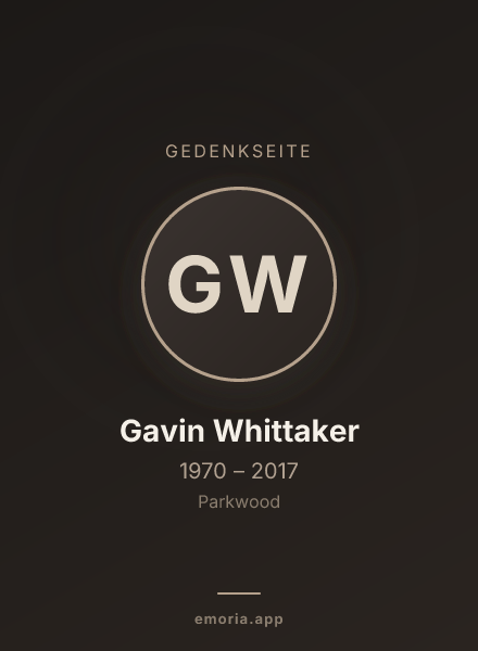 Gedenkportrait von Gavin Whittaker