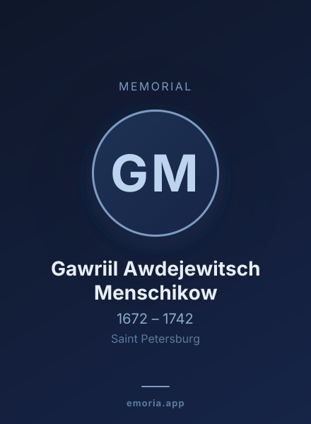 Memorial portrait of Gawriil Awdejewitsch Menschikow