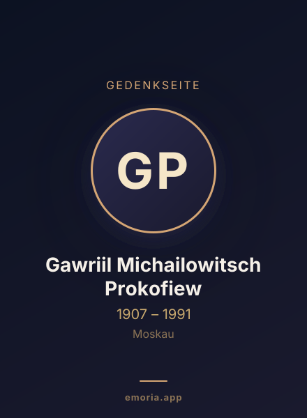 Gedenkportrait von Gawriil Michailowitsch Prokofiew