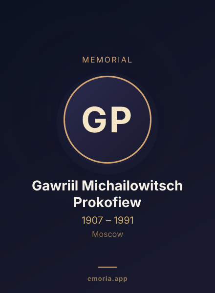 Memorial portrait of Gawriil Michailowitsch Prokofiew