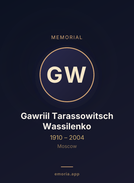 Memorial portrait of Gawriil Tarassowitsch Wassilenko