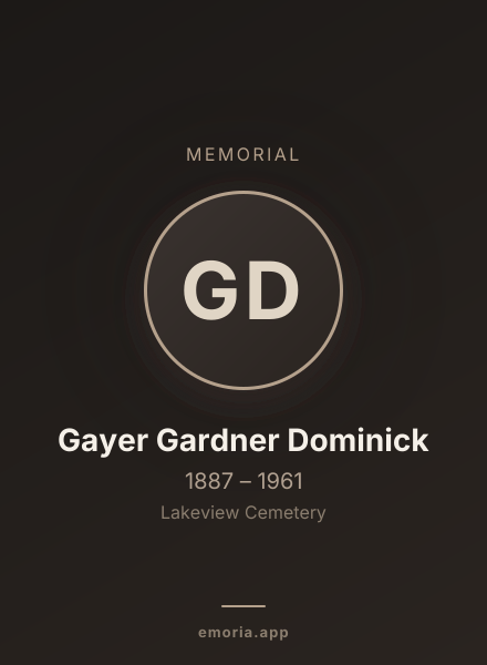 Memorial portrait of Gayer Gardner Dominick