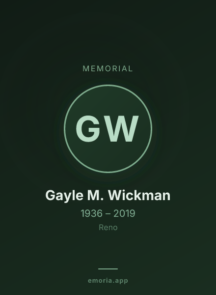 Memorial portrait of Gayle M. Wickman