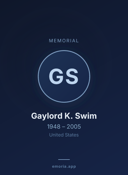 Memorial portrait of Gaylord K. Swim