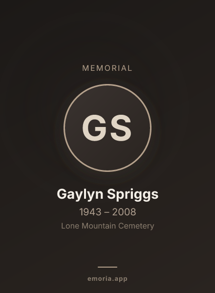 Memorial portrait of Gaylyn Spriggs