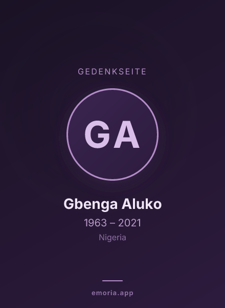 Gedenkportrait von Gbenga Aluko