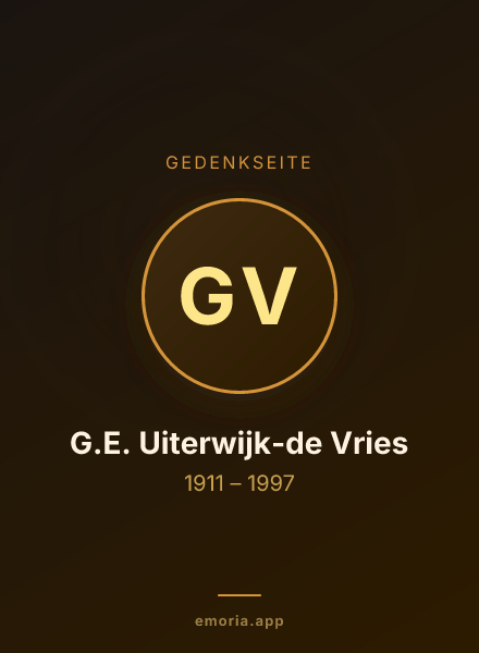 Gedenkportrait von G.E. Uiterwijk-de Vries