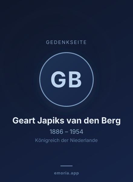 Gedenkportrait von Geart Japiks van den Berg