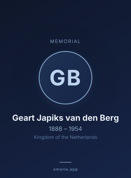 Memorial portrait of Geart Japiks van den Berg