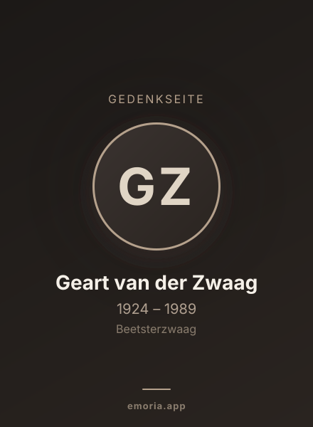 Gedenkportrait von Geart van der Zwaag