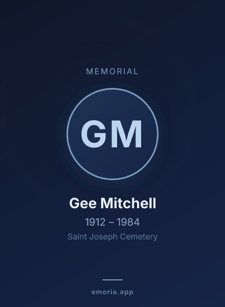 Memorial portrait of Gee Mitchell