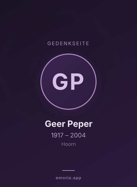 Gedenkportrait von Geer Peper