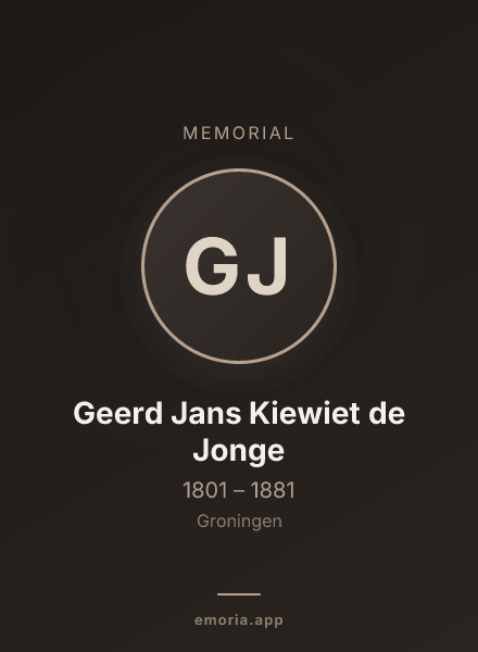 Memorial portrait of Geerd Jans Kiewiet de Jonge